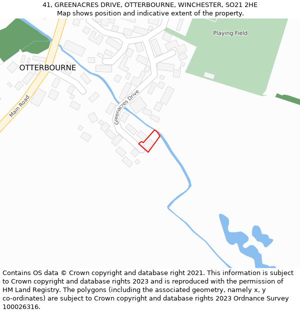 41, GREENACRES DRIVE, OTTERBOURNE, WINCHESTER, SO21 2HE: Location map and indicative extent of plot