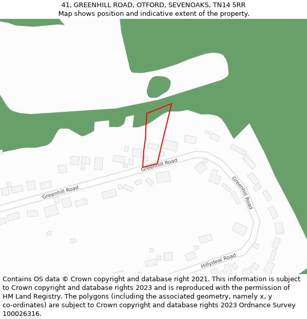41, GREENHILL ROAD, OTFORD, SEVENOAKS, TN14 5RR: Location map and indicative extent of plot