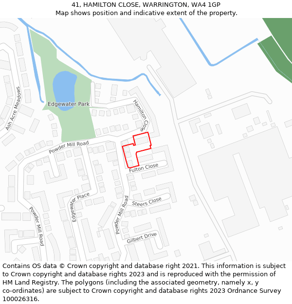 41, HAMILTON CLOSE, WARRINGTON, WA4 1GP: Location map and indicative extent of plot