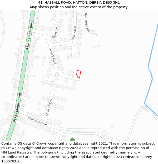 41, HASSALL ROAD, HATTON, DERBY, DE65 5HL: Location map and indicative extent of plot