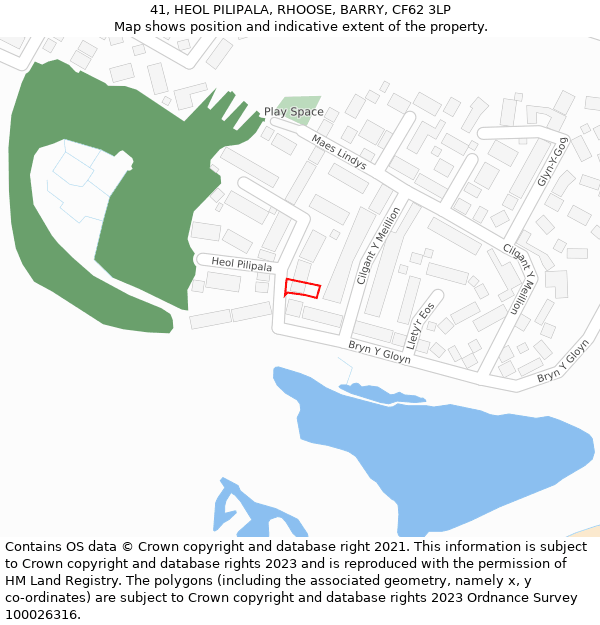 41, HEOL PILIPALA, RHOOSE, BARRY, CF62 3LP: Location map and indicative extent of plot