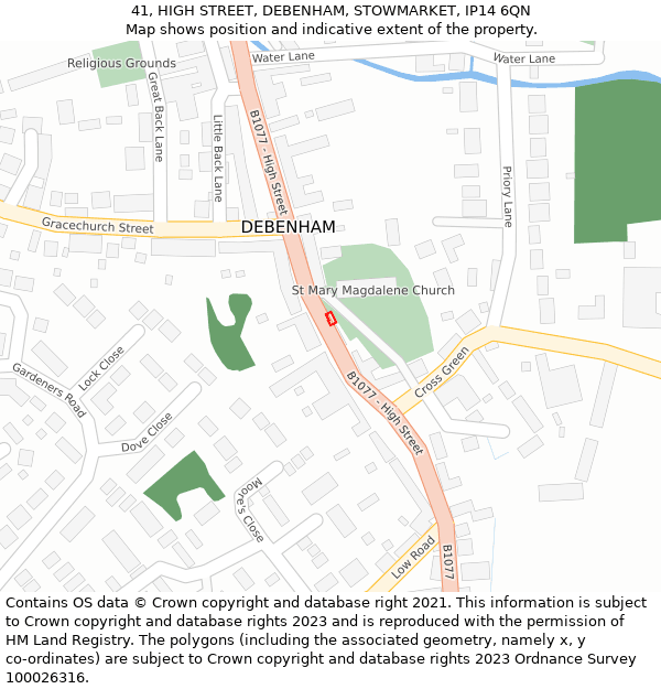 41, HIGH STREET, DEBENHAM, STOWMARKET, IP14 6QN: Location map and indicative extent of plot