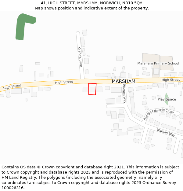 41, HIGH STREET, MARSHAM, NORWICH, NR10 5QA: Location map and indicative extent of plot