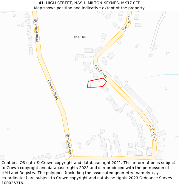 41, HIGH STREET, NASH, MILTON KEYNES, MK17 0EP: Location map and indicative extent of plot