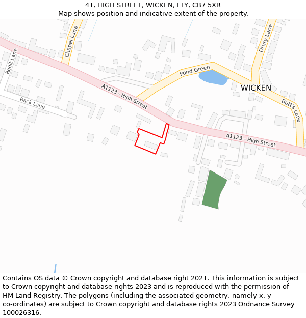 41, HIGH STREET, WICKEN, ELY, CB7 5XR: Location map and indicative extent of plot