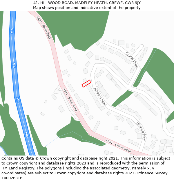 41, HILLWOOD ROAD, MADELEY HEATH, CREWE, CW3 9JY: Location map and indicative extent of plot