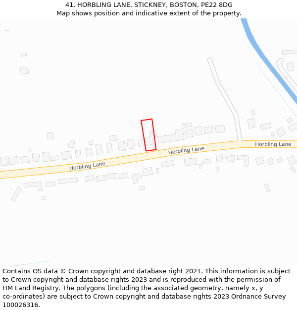 41, HORBLING LANE, STICKNEY, BOSTON, PE22 8DG: Location map and indicative extent of plot