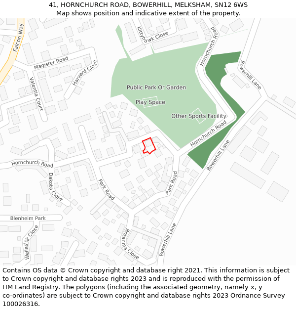 41, HORNCHURCH ROAD, BOWERHILL, MELKSHAM, SN12 6WS: Location map and indicative extent of plot