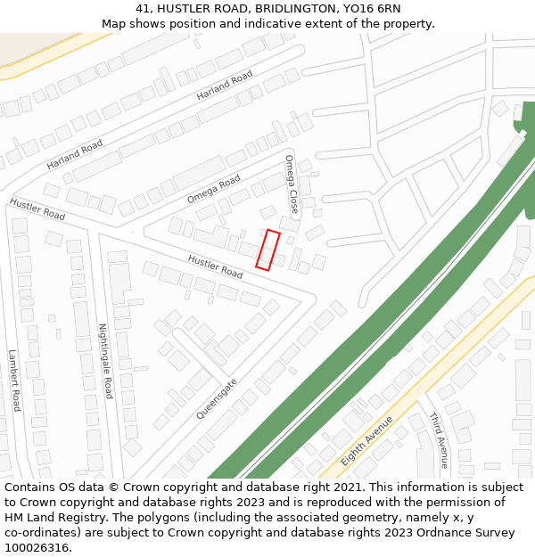 41, HUSTLER ROAD, BRIDLINGTON, YO16 6RN: Location map and indicative extent of plot