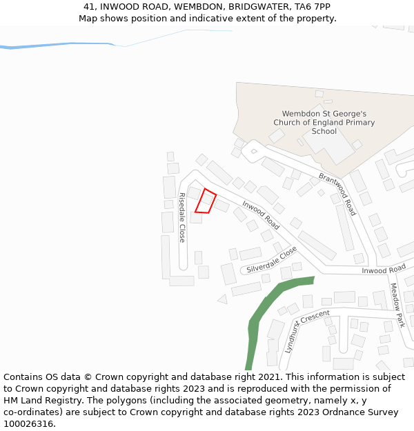 41, INWOOD ROAD, WEMBDON, BRIDGWATER, TA6 7PP: Location map and indicative extent of plot