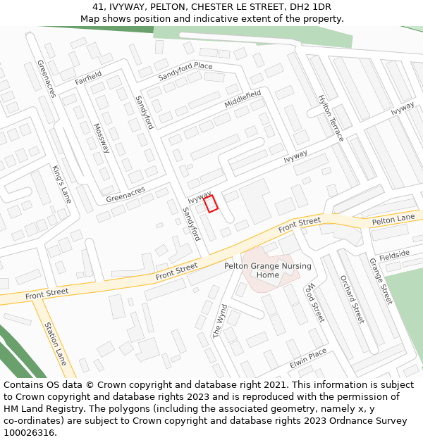 41, IVYWAY, PELTON, CHESTER LE STREET, DH2 1DR: Location map and indicative extent of plot