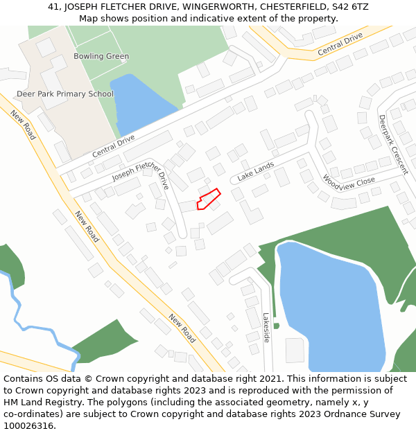 41, JOSEPH FLETCHER DRIVE, WINGERWORTH, CHESTERFIELD, S42 6TZ: Location map and indicative extent of plot