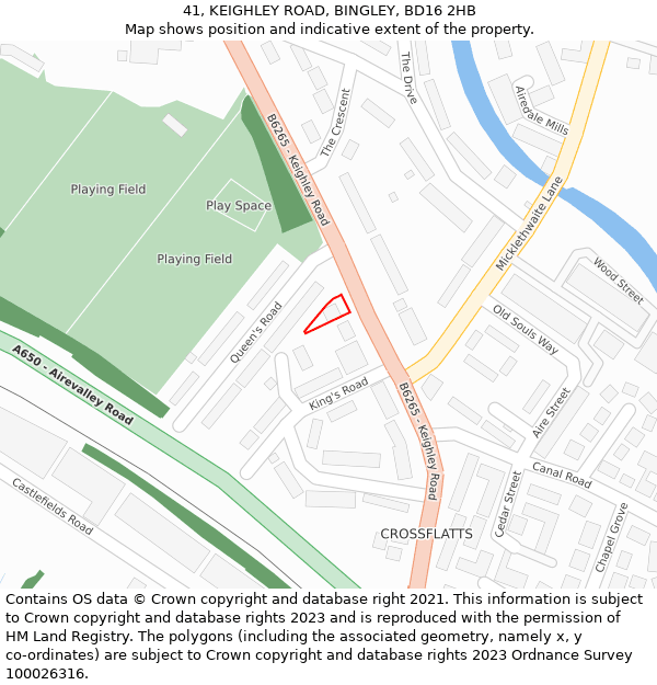 41, KEIGHLEY ROAD, BINGLEY, BD16 2HB: Location map and indicative extent of plot