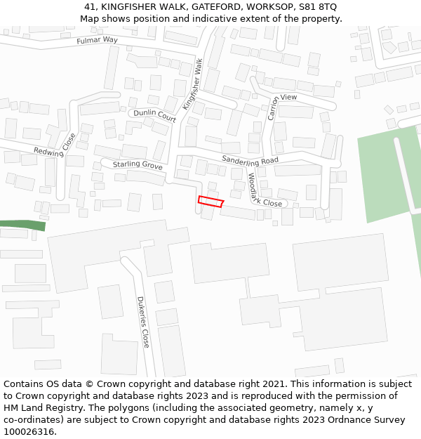 41, KINGFISHER WALK, GATEFORD, WORKSOP, S81 8TQ: Location map and indicative extent of plot