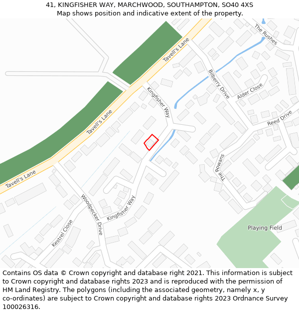 41, KINGFISHER WAY, MARCHWOOD, SOUTHAMPTON, SO40 4XS: Location map and indicative extent of plot