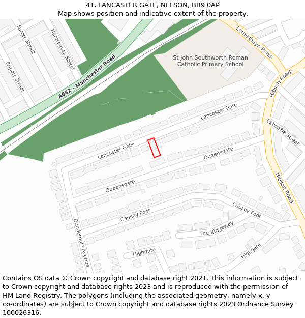 41, LANCASTER GATE, NELSON, BB9 0AP: Location map and indicative extent of plot