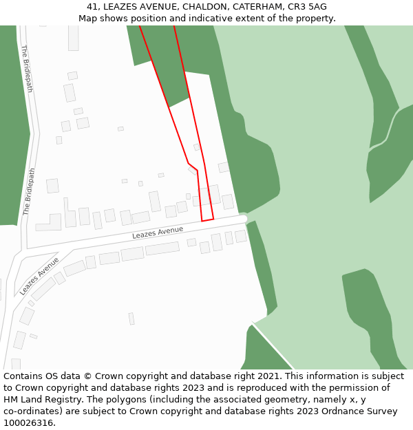 41, LEAZES AVENUE, CHALDON, CATERHAM, CR3 5AG: Location map and indicative extent of plot