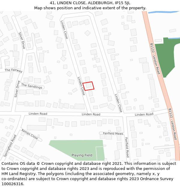 41, LINDEN CLOSE, ALDEBURGH, IP15 5JL: Location map and indicative extent of plot
