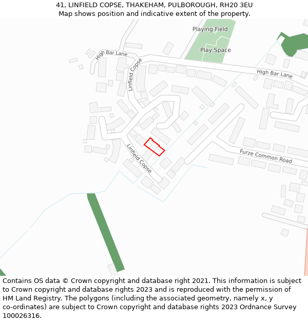 41, LINFIELD COPSE, THAKEHAM, PULBOROUGH, RH20 3EU: Location map and indicative extent of plot