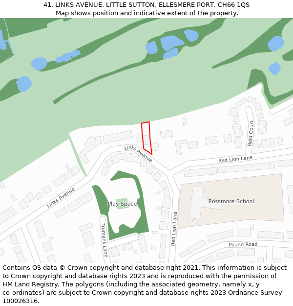 41, LINKS AVENUE, LITTLE SUTTON, ELLESMERE PORT, CH66 1QS: Location map and indicative extent of plot