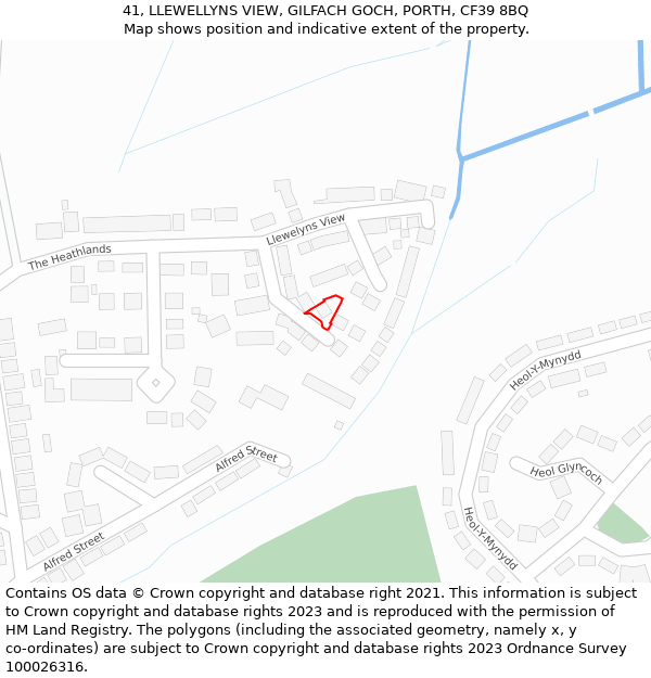41, LLEWELLYNS VIEW, GILFACH GOCH, PORTH, CF39 8BQ: Location map and indicative extent of plot