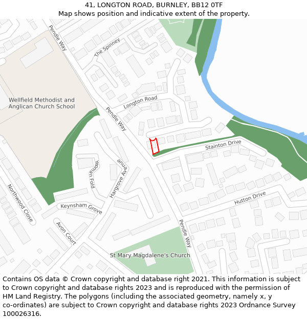 41, LONGTON ROAD, BURNLEY, BB12 0TF: Location map and indicative extent of plot