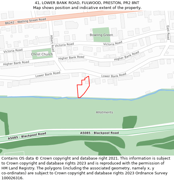 41, LOWER BANK ROAD, FULWOOD, PRESTON, PR2 8NT: Location map and indicative extent of plot