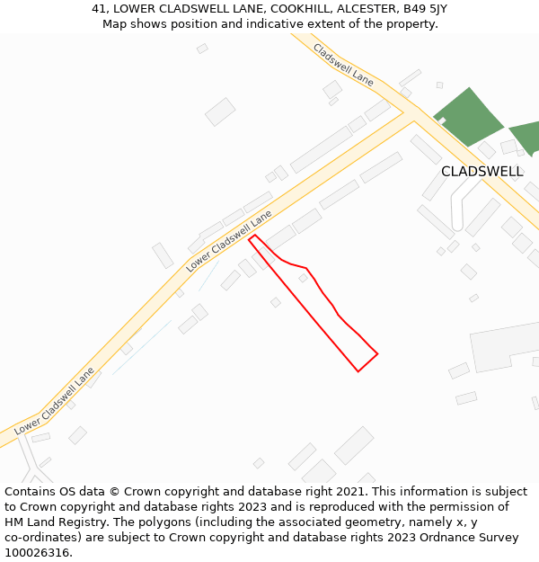 41, LOWER CLADSWELL LANE, COOKHILL, ALCESTER, B49 5JY: Location map and indicative extent of plot