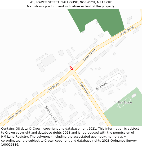 41, LOWER STREET, SALHOUSE, NORWICH, NR13 6RE: Location map and indicative extent of plot