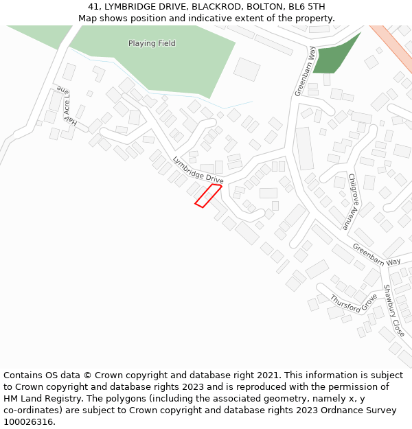 41, LYMBRIDGE DRIVE, BLACKROD, BOLTON, BL6 5TH: Location map and indicative extent of plot