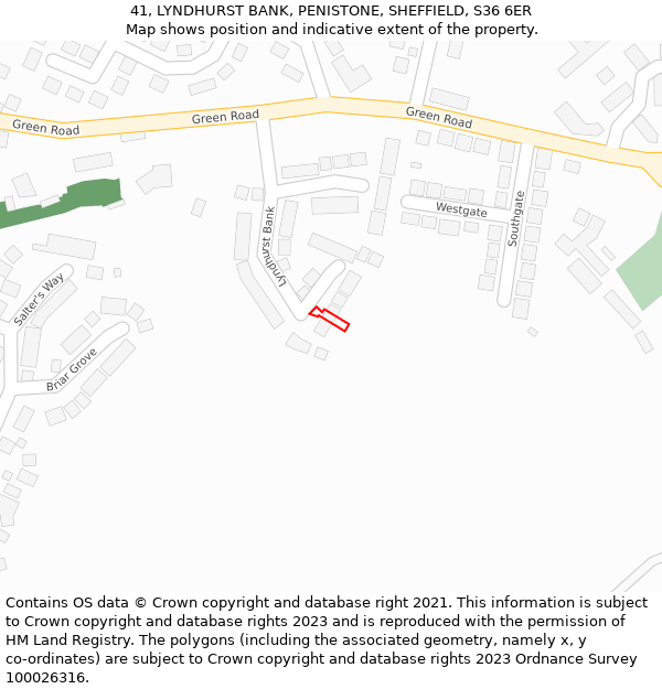 41, LYNDHURST BANK, PENISTONE, SHEFFIELD, S36 6ER: Location map and indicative extent of plot