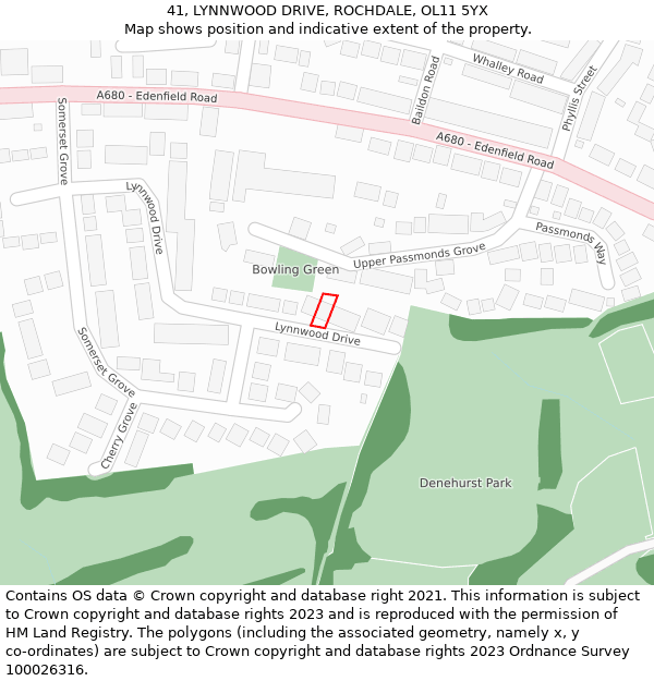 41, LYNNWOOD DRIVE, ROCHDALE, OL11 5YX: Location map and indicative extent of plot