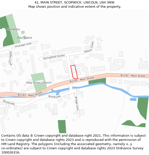 41, MAIN STREET, SCOPWICK, LINCOLN, LN4 3NW: Location map and indicative extent of plot