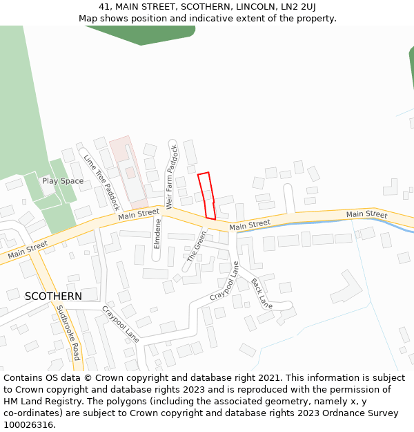 41, MAIN STREET, SCOTHERN, LINCOLN, LN2 2UJ: Location map and indicative extent of plot