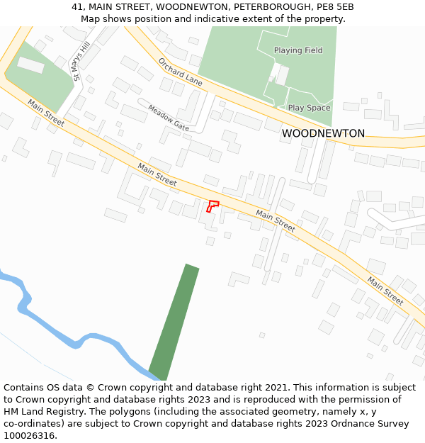 41, MAIN STREET, WOODNEWTON, PETERBOROUGH, PE8 5EB: Location map and indicative extent of plot