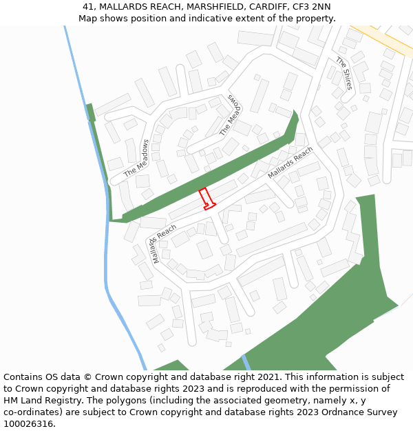 41, MALLARDS REACH, MARSHFIELD, CARDIFF, CF3 2NN: Location map and indicative extent of plot