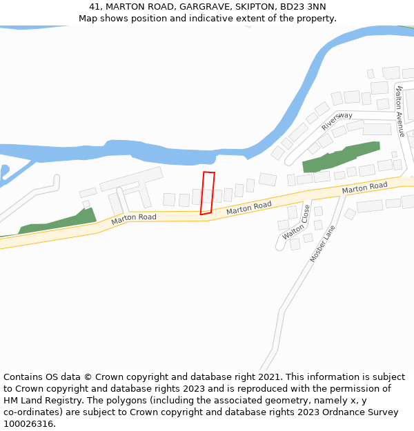 41, MARTON ROAD, GARGRAVE, SKIPTON, BD23 3NN: Location map and indicative extent of plot