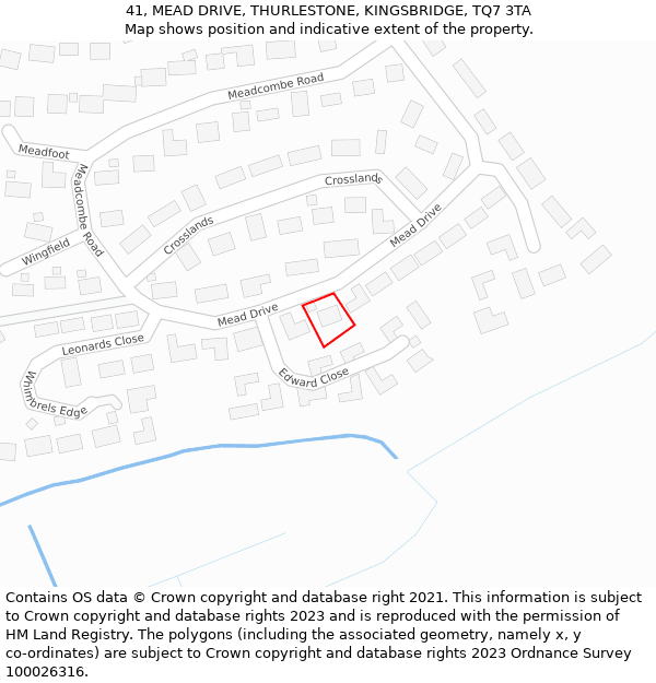41, MEAD DRIVE, THURLESTONE, KINGSBRIDGE, TQ7 3TA: Location map and indicative extent of plot
