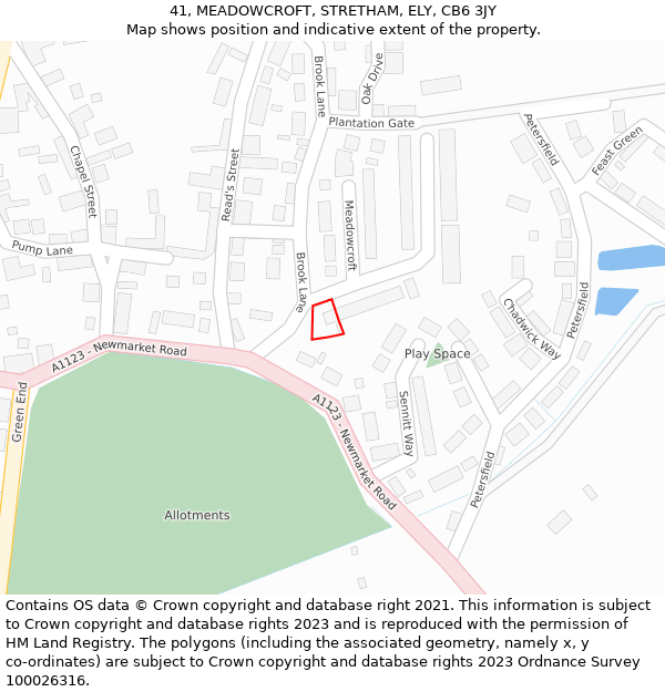 41, MEADOWCROFT, STRETHAM, ELY, CB6 3JY: Location map and indicative extent of plot