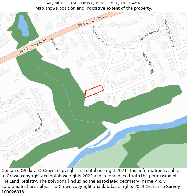 41, MIDGE HALL DRIVE, ROCHDALE, OL11 4AX: Location map and indicative extent of plot