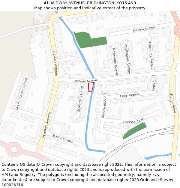 41, MIDWAY AVENUE, BRIDLINGTON, YO16 4NR: Location map and indicative extent of plot