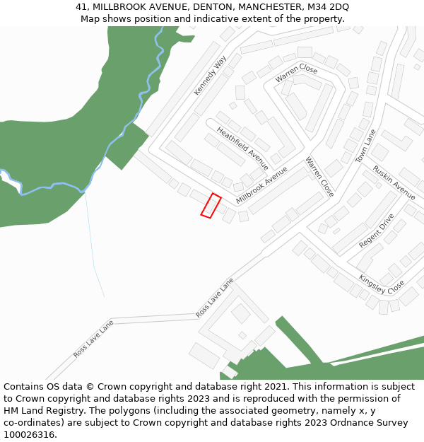 41, MILLBROOK AVENUE, DENTON, MANCHESTER, M34 2DQ: Location map and indicative extent of plot