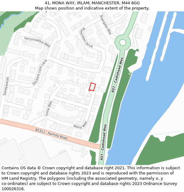 41, MONA WAY, IRLAM, MANCHESTER, M44 6GG: Location map and indicative extent of plot