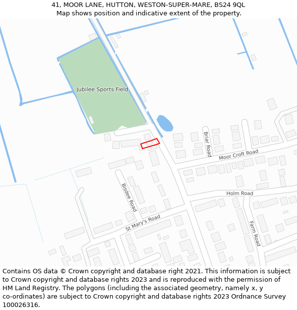 41, MOOR LANE, HUTTON, WESTON-SUPER-MARE, BS24 9QL: Location map and indicative extent of plot