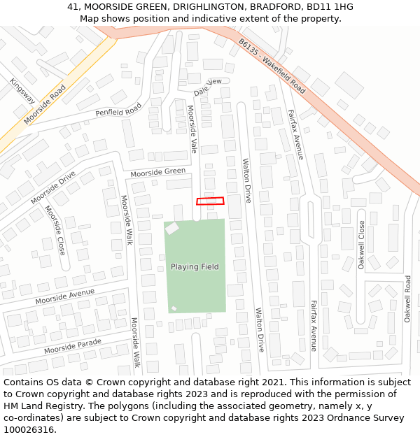 41, MOORSIDE GREEN, DRIGHLINGTON, BRADFORD, BD11 1HG: Location map and indicative extent of plot