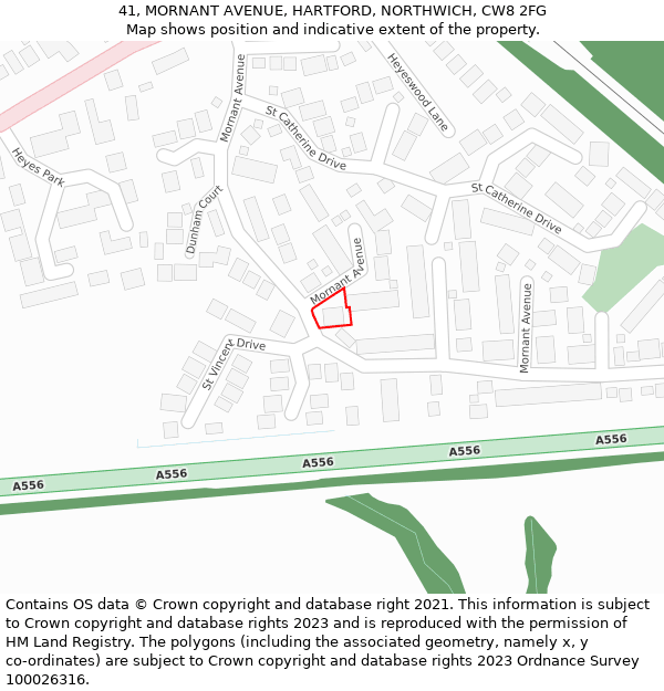 41, MORNANT AVENUE, HARTFORD, NORTHWICH, CW8 2FG: Location map and indicative extent of plot