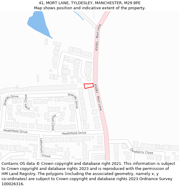 41, MORT LANE, TYLDESLEY, MANCHESTER, M29 8PE: Location map and indicative extent of plot