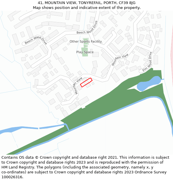 41, MOUNTAIN VIEW, TONYREFAIL, PORTH, CF39 8JG: Location map and indicative extent of plot