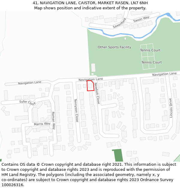 41, NAVIGATION LANE, CAISTOR, MARKET RASEN, LN7 6NH: Location map and indicative extent of plot