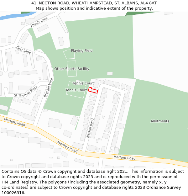 41, NECTON ROAD, WHEATHAMPSTEAD, ST. ALBANS, AL4 8AT: Location map and indicative extent of plot